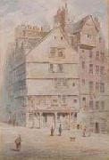 James Baynes A Street Corner Scene with Figures by James Baynes china oil painting reproduction